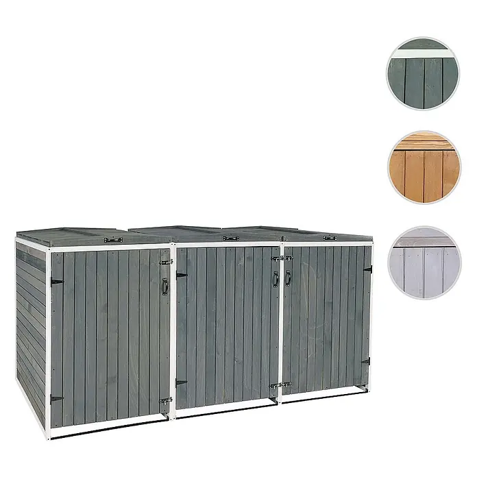 Proregal Mülltonnenbox XL 3er-/6er - Holz, Braun, Geeignet für Anzahl Mülltonnen: 3 Stk.