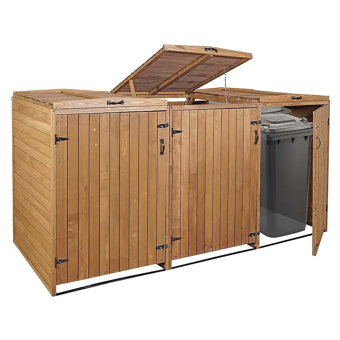 Proregal Mülltonnenbox XL 3er-/6er - Holz, Braun, Geeignet für Anzahl Mülltonnen: 3 Stk.