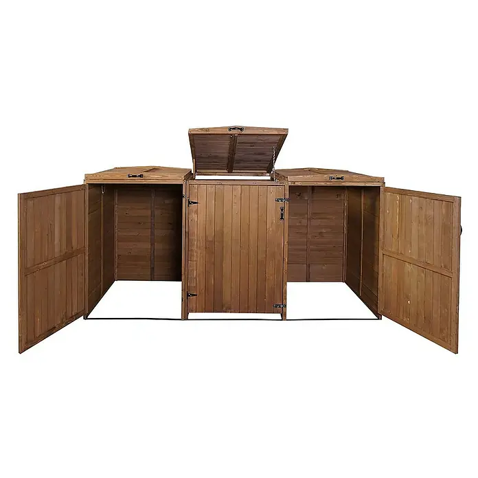 Proregal Mülltonnenbox XL 3er-/6er - Holz, Braun, Geeignet für Anzahl Mülltonnen: 3 Stk.