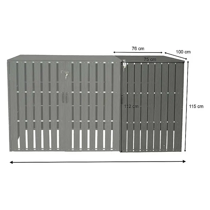Proregal Erweiterung für Mülltonnenbox XL 1er-/2er-WPC - Grau