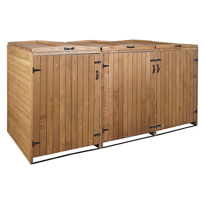 Proregal Mülltonnenbox XL 3er-/6er - Holz, Braun, Geeignet für Anzahl Mülltonnen: 3 Stk.