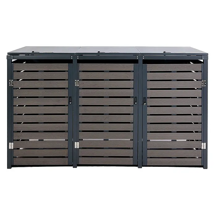 Proregal Mülltonnenbox 3er - 205 x 84 cm, Metall, Anthrazit, Geeignet für Anzahl Mülltonnen: 3 Stk.