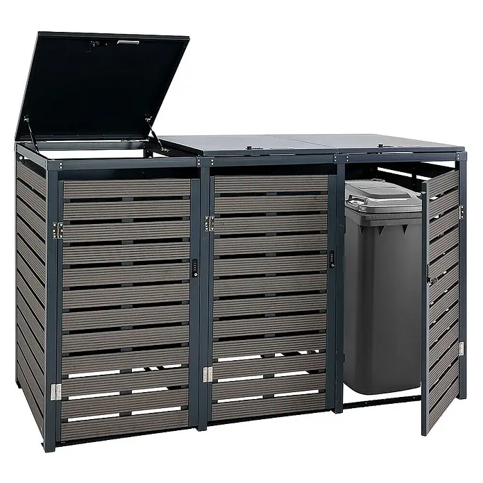 Proregal Mülltonnenbox 3er - 205 x 84 cm, Metall, Anthrazit, Geeignet für Anzahl Mülltonnen: 3 Stk.