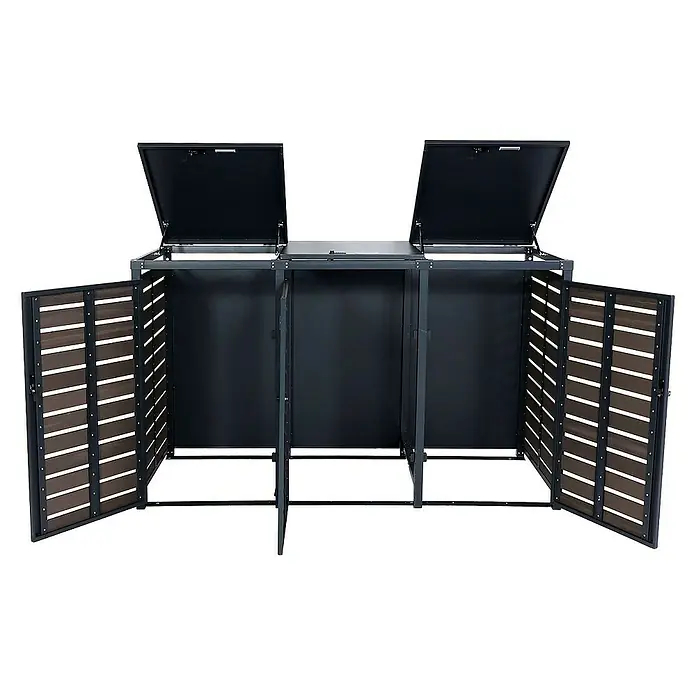 Proregal Mülltonnenbox 3er - 205 x 84 cm, Metall, Anthrazit, Geeignet für Anzahl Mülltonnen: 3 Stk.