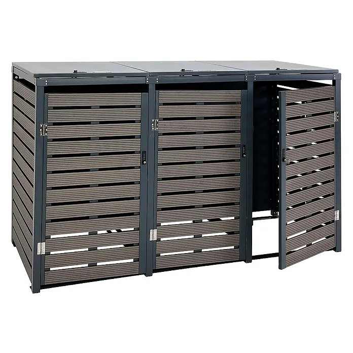 Proregal Mülltonnenbox 3er - 205 x 84 cm, Metall, Anthrazit, Geeignet für Anzahl Mülltonnen: 3 Stk.