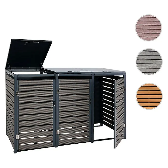 Proregal Mülltonnenbox 3er - 205 x 84 cm, Metall, Anthrazit, Geeignet für Anzahl Mülltonnen: 3 Stk.