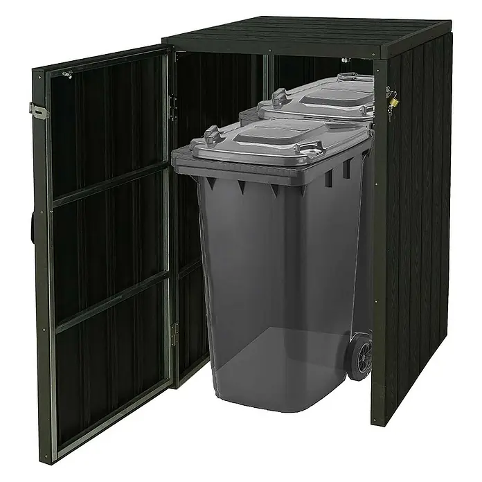 Proregal Mülltonnenbox XL 1er-/2er-WPC - Stahl, Anthrazit, Geeignet für Anzahl Mülltonnen: 2 Stk.