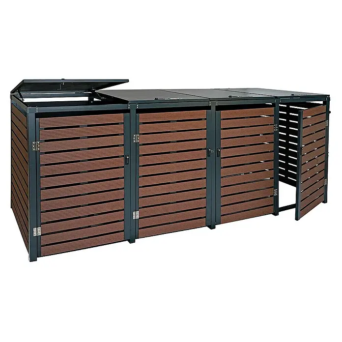 Proregal Mülltonnenbox 4er - 264 x 84 cm, Metall, Braun, Geeignet für Anzahl Mülltonnen: 4 Stk.
