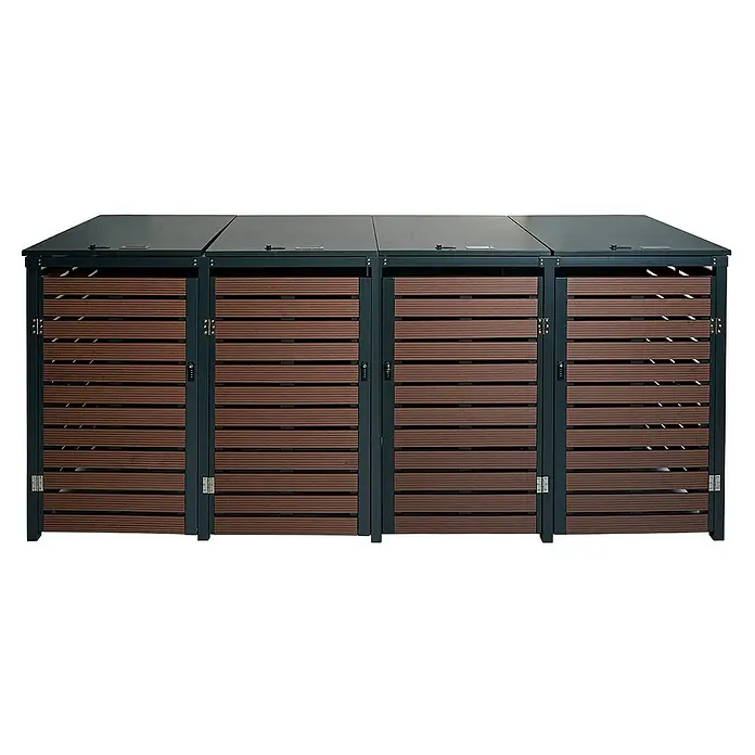 Proregal Mülltonnenbox 4er - 264 x 84 cm, Metall, Braun, Geeignet für Anzahl Mülltonnen: 4 Stk.