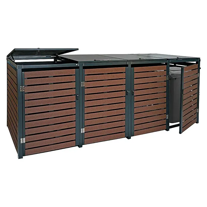 Proregal Mülltonnenbox 4er - 264 x 84 cm, Metall, Braun, Geeignet für Anzahl Mülltonnen: 4 Stk.
