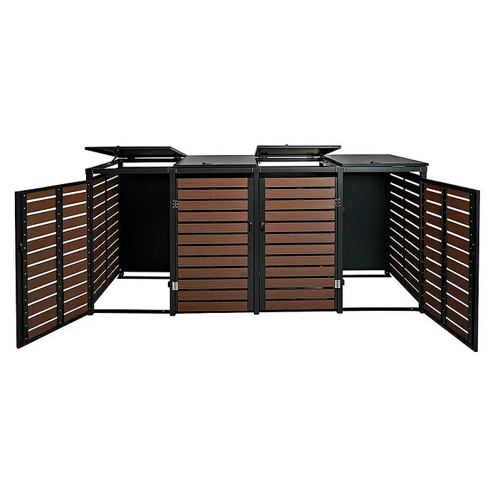 Proregal Mülltonnenbox 4er - 264 x 84 cm, Metall, Braun, Geeignet für Anzahl Mülltonnen: 4 Stk.