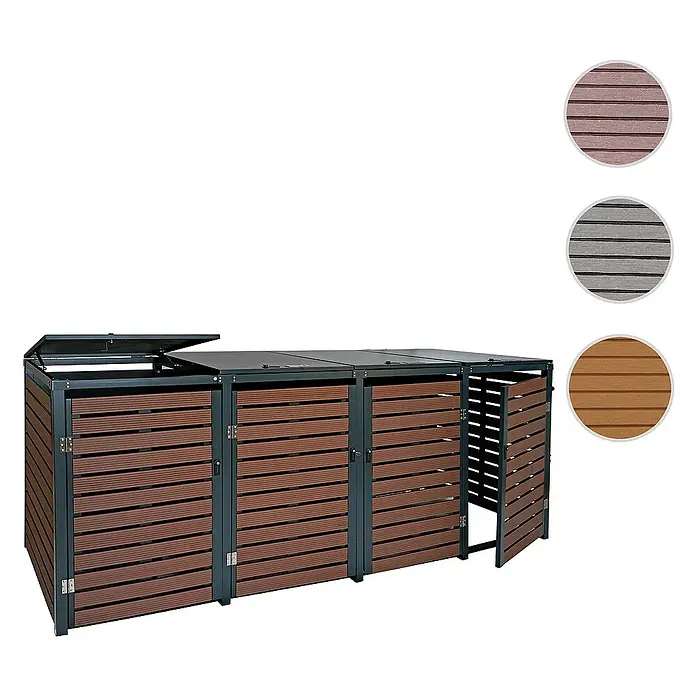 Proregal Mülltonnenbox 4er - 264 x 84 cm, Metall, Braun, Geeignet für Anzahl Mülltonnen: 4 Stk.