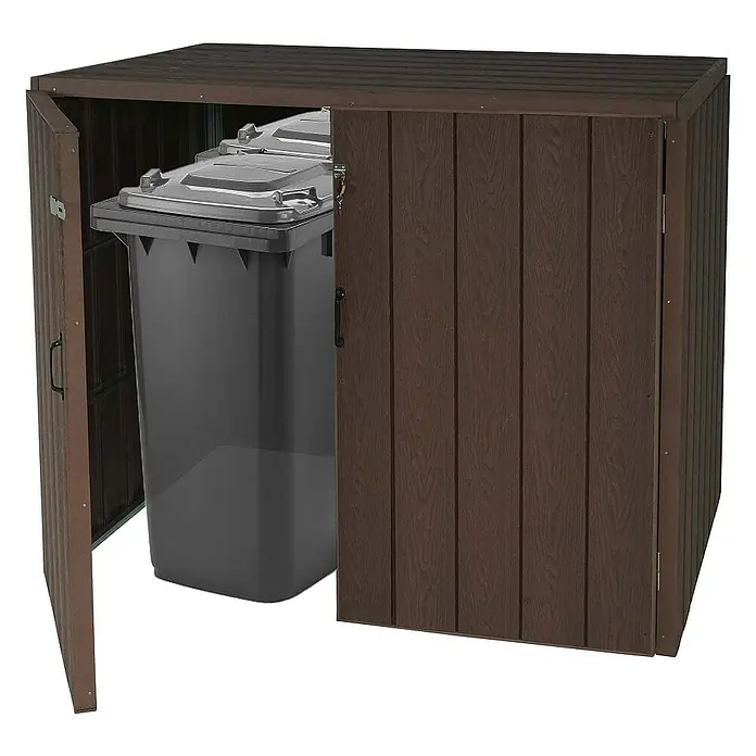 Proregal Mülltonnenbox XL 2er-/4er-WPC - Stahl, Braun, Geeignet für Anzahl Mülltonnen: 4 Stk.