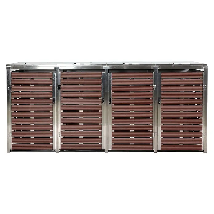 Proregal Mülltonnenbox 4er - 264 x 85 cm, Metall, Braun, Geeignet für Anzahl Mülltonnen: 4 Stk.