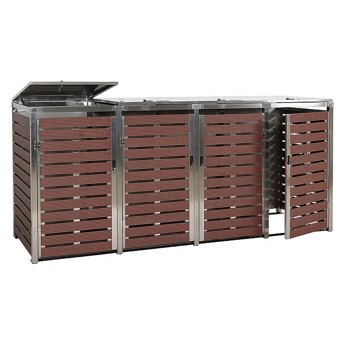 Proregal Mülltonnenbox 4er - 264 x 85 cm, Metall, Braun, Geeignet für Anzahl Mülltonnen: 4 Stk.