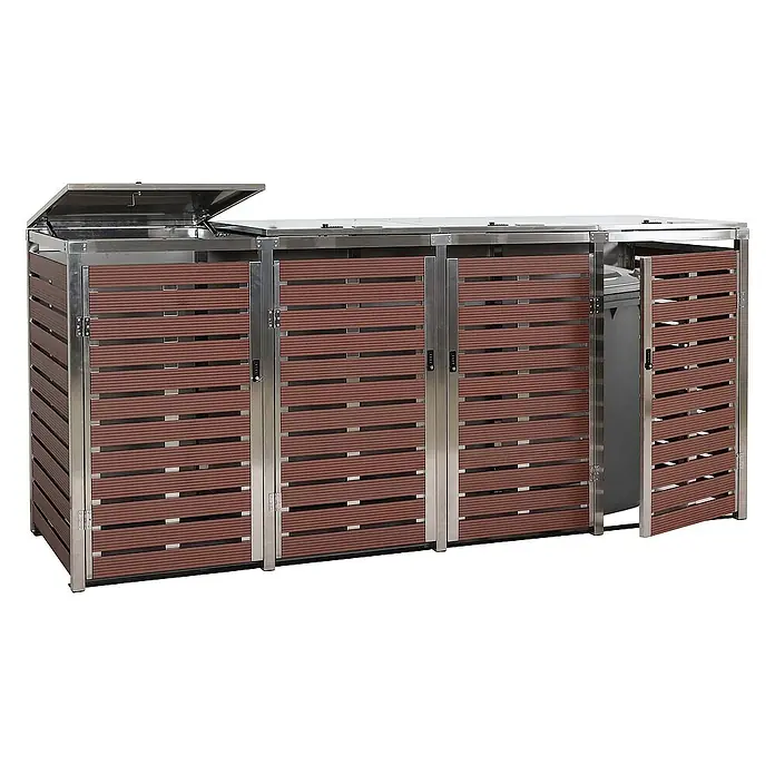 Proregal Mülltonnenbox 4er - 264 x 85 cm, Metall, Braun, Geeignet für Anzahl Mülltonnen: 4 Stk.
