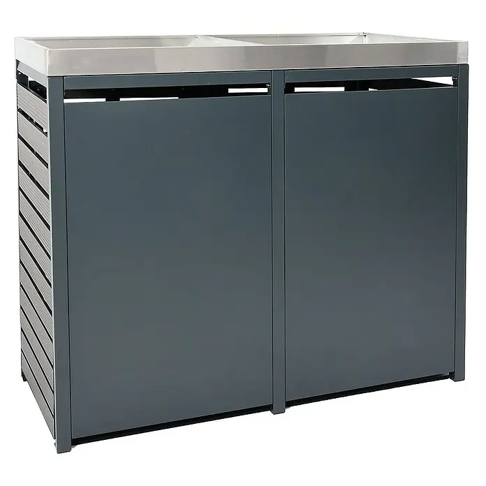 Proregal Mülltonnenbox XL 2er-/4er mit Pflanzkasten - Metall, Anthrazit, Geeignet für Anzahl Mülltonnen: 4 Stk.