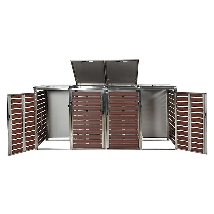 Proregal Mülltonnenbox 4er - 264 x 85 cm, Metall, Braun, Geeignet für Anzahl Mülltonnen: 4 Stk.