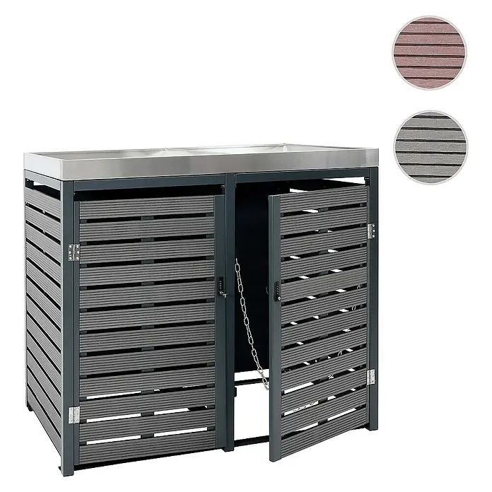 Proregal Mülltonnenbox XL 2er-/4er mit Pflanzkasten - Metall, Anthrazit, Geeignet für Anzahl Mülltonnen: 4 Stk.