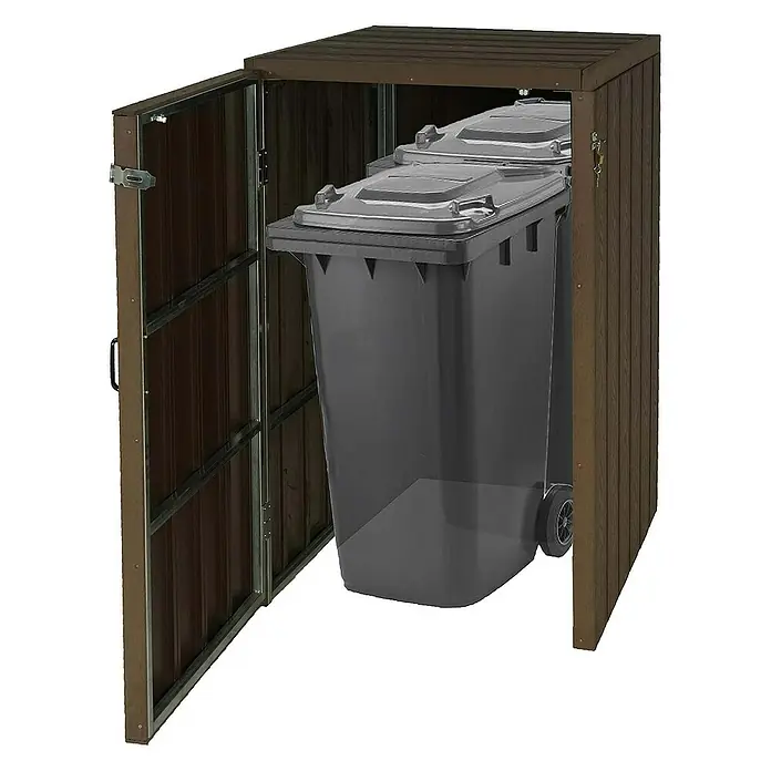 Proregal Mülltonnenbox XL 1er-/2er-WPC - Stahl, Braun, Geeignet für Anzahl Mülltonnen: 2 Stk.