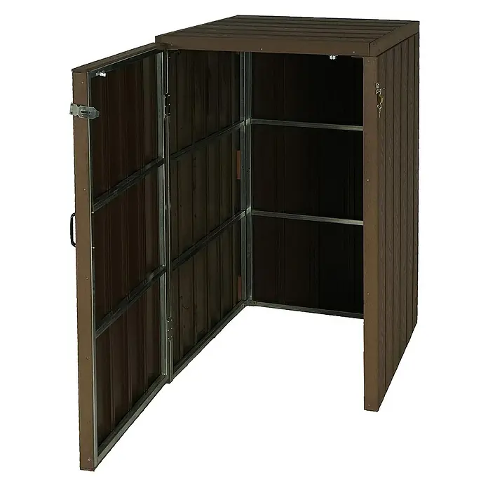 Proregal Mülltonnenbox XL 1er-/2er-WPC - Stahl, Braun, Geeignet für Anzahl Mülltonnen: 2 Stk.