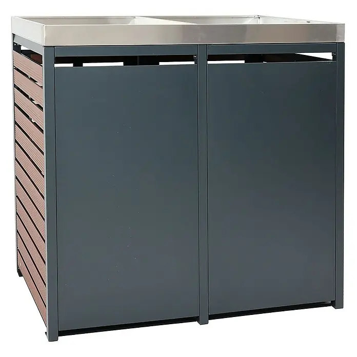 Proregal Mülltonnenbox XL 2er-/4er mit Pflanzkasten - Metall, Braun, Geeignet für Anzahl Mülltonnen: 4 Stk.