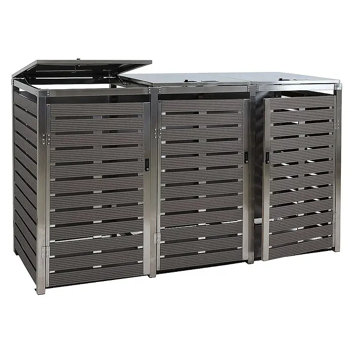 Proregal Mülltonnenbox 3er - 200 x 85 cm, Metall, Anthrazit, Geeignet für Anzahl Mülltonnen: 3 Stk.