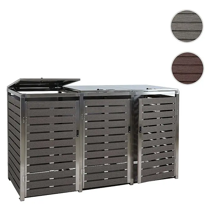 Proregal Mülltonnenbox 3er - 200 x 85 cm, Metall, Anthrazit, Geeignet für Anzahl Mülltonnen: 3 Stk.