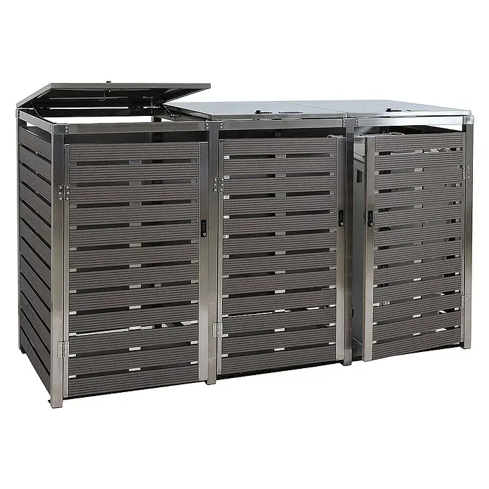 Proregal Mülltonnenbox 3er - 200 x 85 cm, Metall, Anthrazit, Geeignet für Anzahl Mülltonnen: 3 Stk.