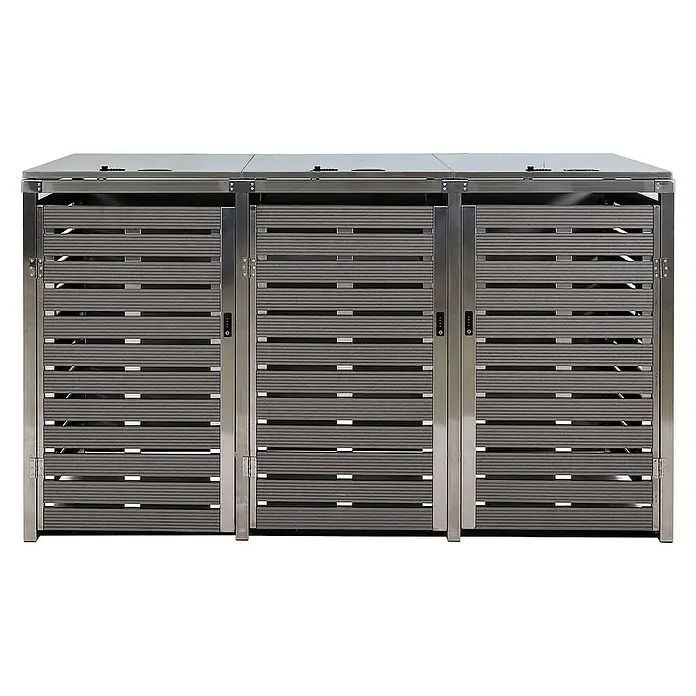 Proregal Mülltonnenbox 3er - 200 x 85 cm, Metall, Anthrazit, Geeignet für Anzahl Mülltonnen: 3 Stk.