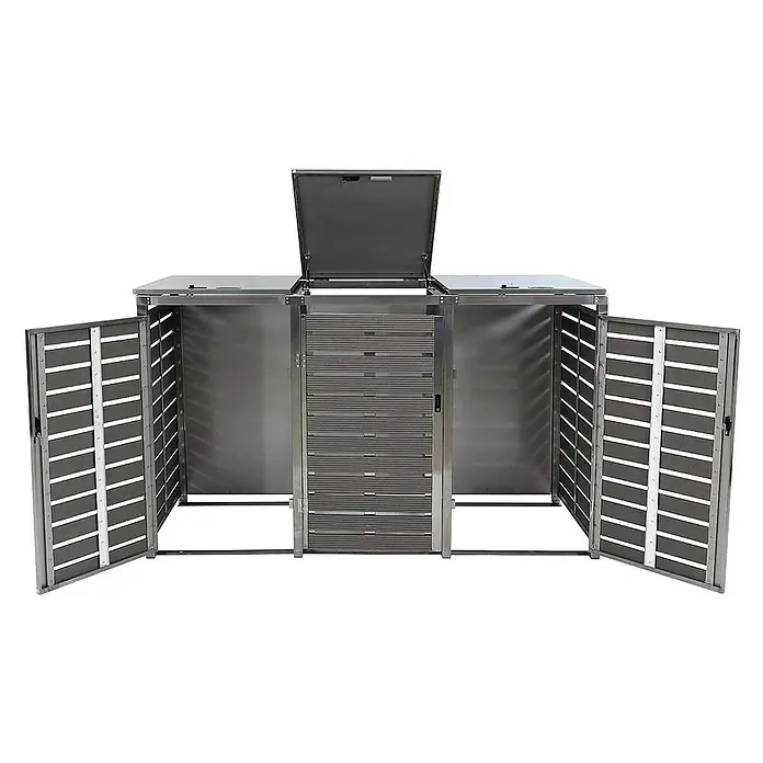 Proregal Mülltonnenbox 3er - 200 x 85 cm, Metall, Anthrazit, Geeignet für Anzahl Mülltonnen: 3 Stk.