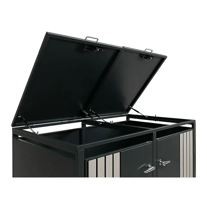Proregal Mülltonnenbox 2er mit Deckel - Stahl, Anthrazit, Geeignet für Anzahl Mülltonnen: 2 Stk.