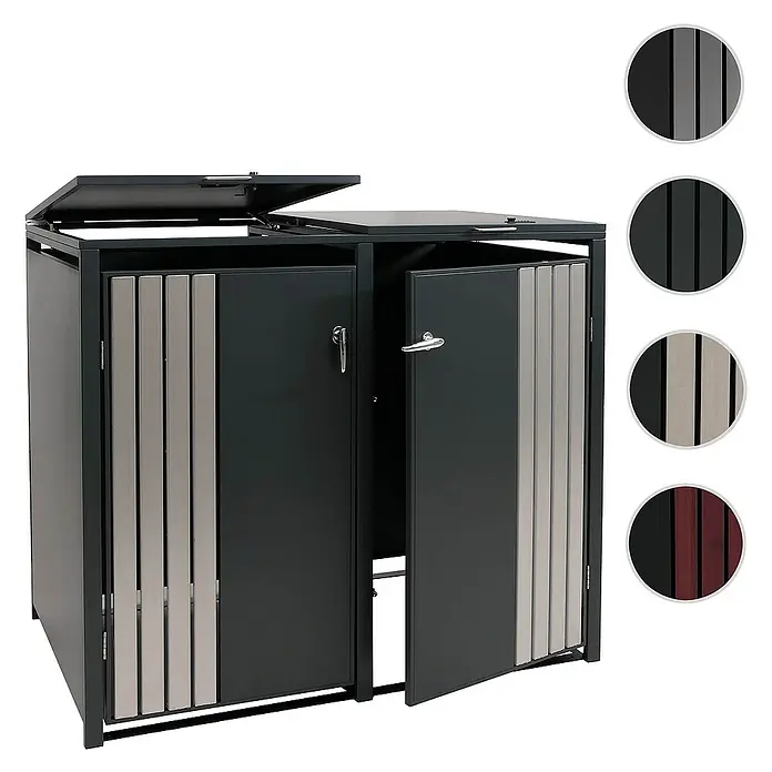 Proregal Mülltonnenbox 2er mit Deckel - Stahl, Anthrazit, Geeignet für Anzahl Mülltonnen: 2 Stk.