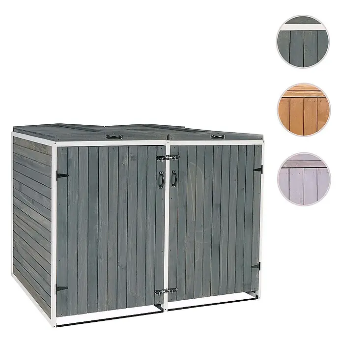 Proregal Mülltonnenbox XL 2er-/4er - Holz, Grau-Weiß, Geeignet für Anzahl Mülltonnen: 4 Stk.