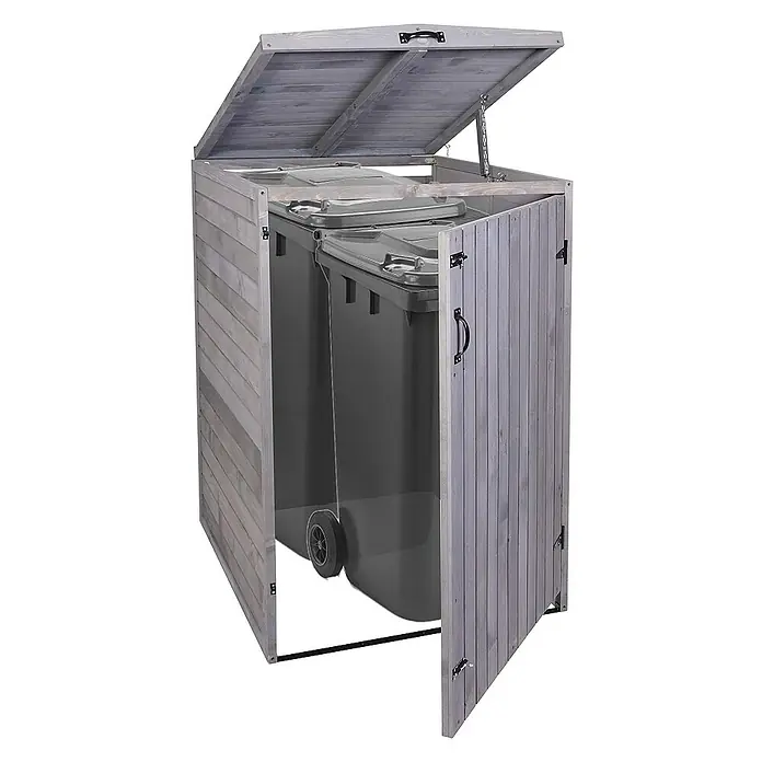 Proregal Mülltonnenbox XL 1er-/2er - Holz, Anthrazit-Grau, Geeignet für Anzahl Mülltonnen: 2 Stk.