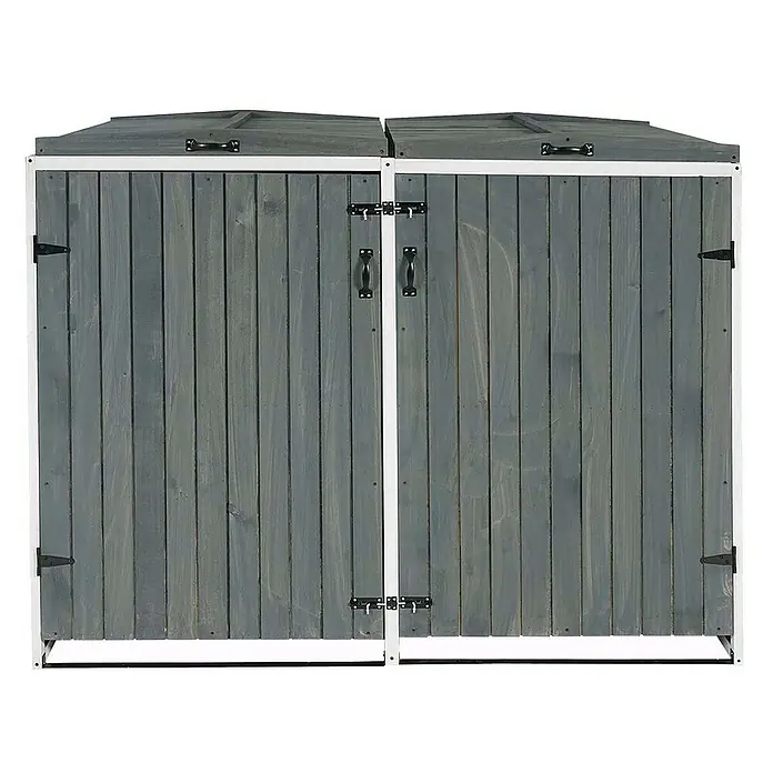 Proregal Mülltonnenbox XL 2er-/4er - Holz, Grau-Weiß, Geeignet für Anzahl Mülltonnen: 4 Stk.