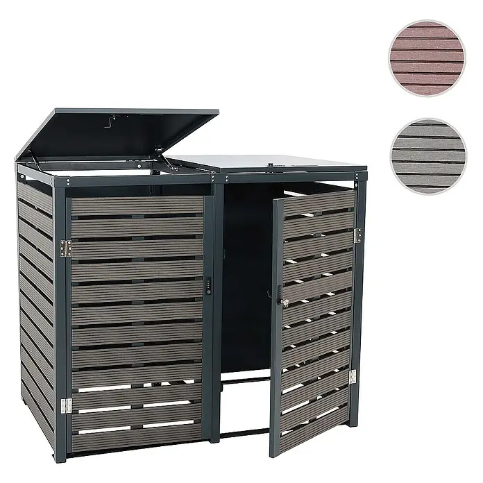 Proregal Mülltonnenbox XL 2er-/4er - Metall, Braun, Geeignet für Anzahl Mülltonnen: 4 Stk.