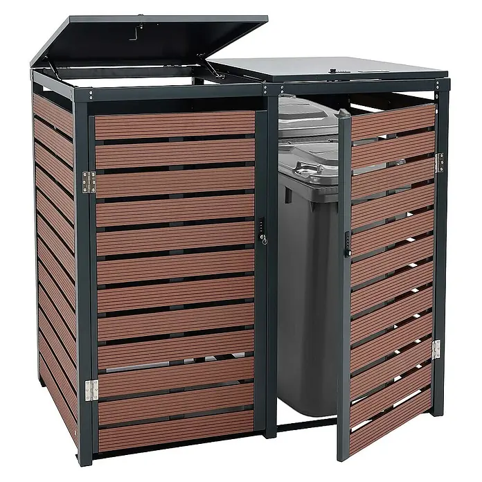 Proregal Mülltonnenbox XL 2er-/4er - Metall, Braun, Geeignet für Anzahl Mülltonnen: 4 Stk.