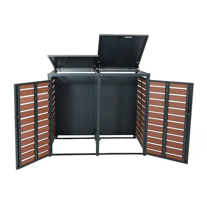 Proregal Mülltonnenbox XL 2er-/4er - Metall, Braun, Geeignet für Anzahl Mülltonnen: 4 Stk.