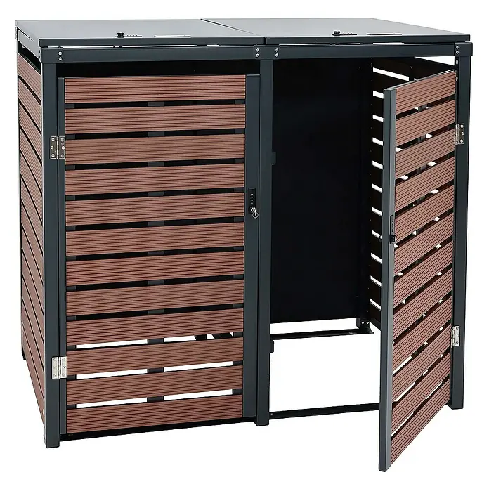Proregal Mülltonnenbox XL 2er-/4er - Metall, Braun, Geeignet für Anzahl Mülltonnen: 4 Stk.