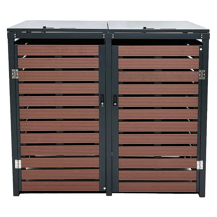 Proregal Mülltonnenbox XL 2er-/4er - Metall, Braun, Geeignet für Anzahl Mülltonnen: 4 Stk.