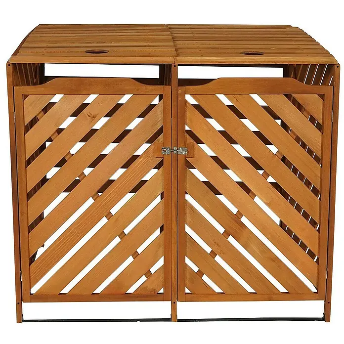 Proregal Mülltonnenbox XL 2er-/4er - Holz, Braun, Geeignet für Anzahl Mülltonnen: 4 Stk.