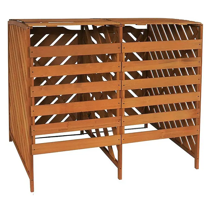Proregal Mülltonnenbox XL 2er-/4er - Holz, Braun, Geeignet für Anzahl Mülltonnen: 4 Stk.