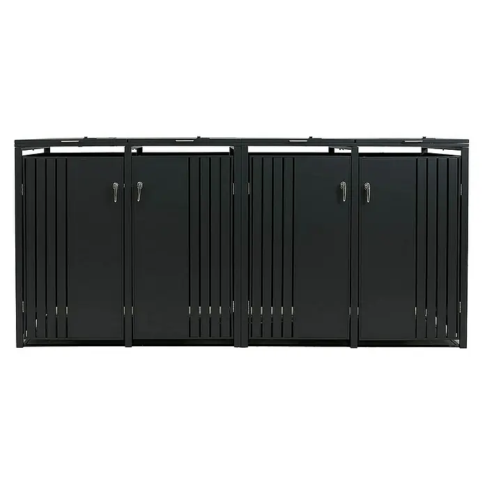 Proregal Mülltonnenbox 4er mit Deckel - Stahl, Anthrazit, Geeignet für Anzahl Mülltonnen: 4 Stk.