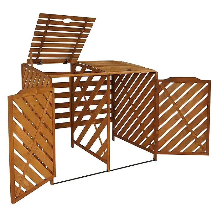 Proregal Mülltonnenbox XL 2er-/4er - Holz, Braun, Geeignet für Anzahl Mülltonnen: 4 Stk.