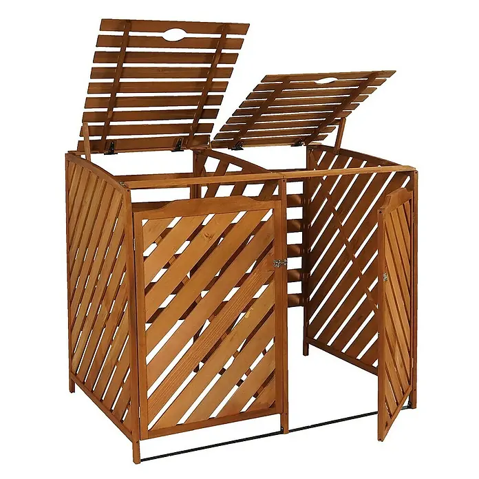 Proregal Mülltonnenbox XL 2er-/4er - Holz, Braun, Geeignet für Anzahl Mülltonnen: 4 Stk.