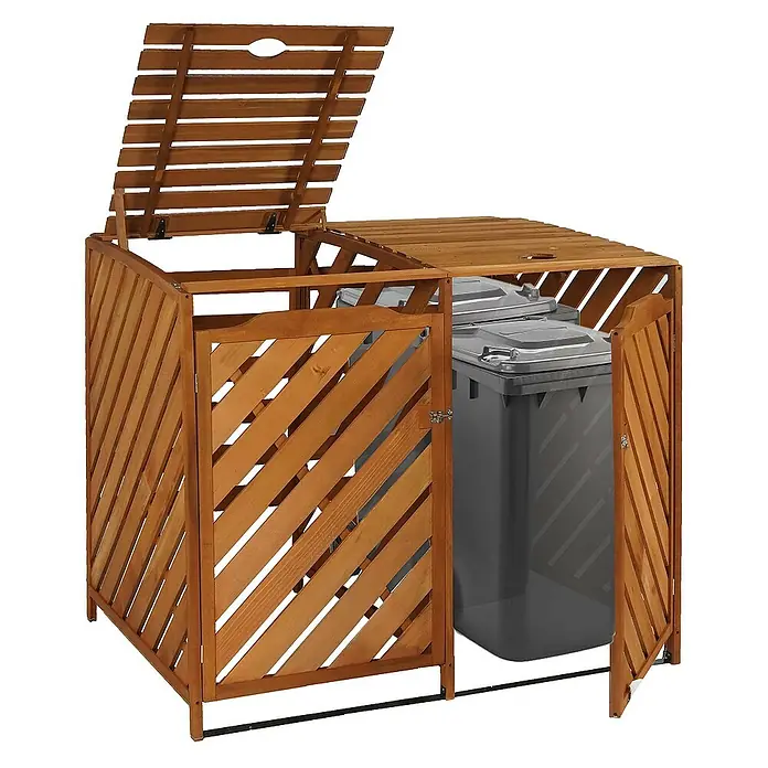 Proregal Mülltonnenbox XL 2er-/4er - Holz, Braun, Geeignet für Anzahl Mülltonnen: 4 Stk.