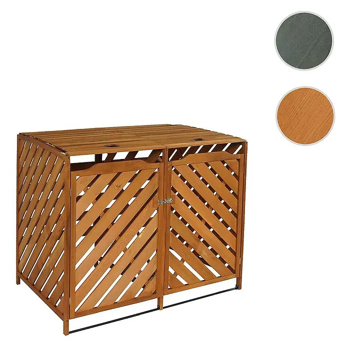 Proregal Mülltonnenbox XL 2er-/4er - Holz, Braun, Geeignet für Anzahl Mülltonnen: 4 Stk.