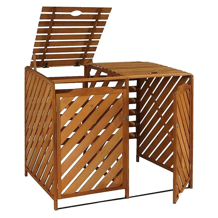 Proregal Mülltonnenbox XL 2er-/4er - Holz, Braun, Geeignet für Anzahl Mülltonnen: 4 Stk.