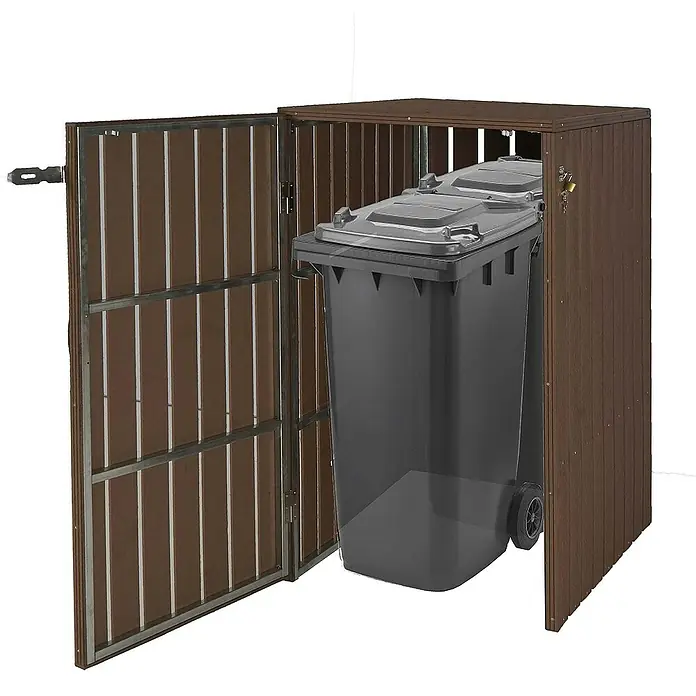 Proregal Mülltonnenbox XL 1er-/2er-WPC - Stahl, Braun, Geeignet für Anzahl Mülltonnen: 2 Stk.